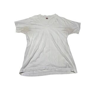 Vintage‎ BVD White V-Neck T-Shirt Made USA Blank Tee Mens S As-Is